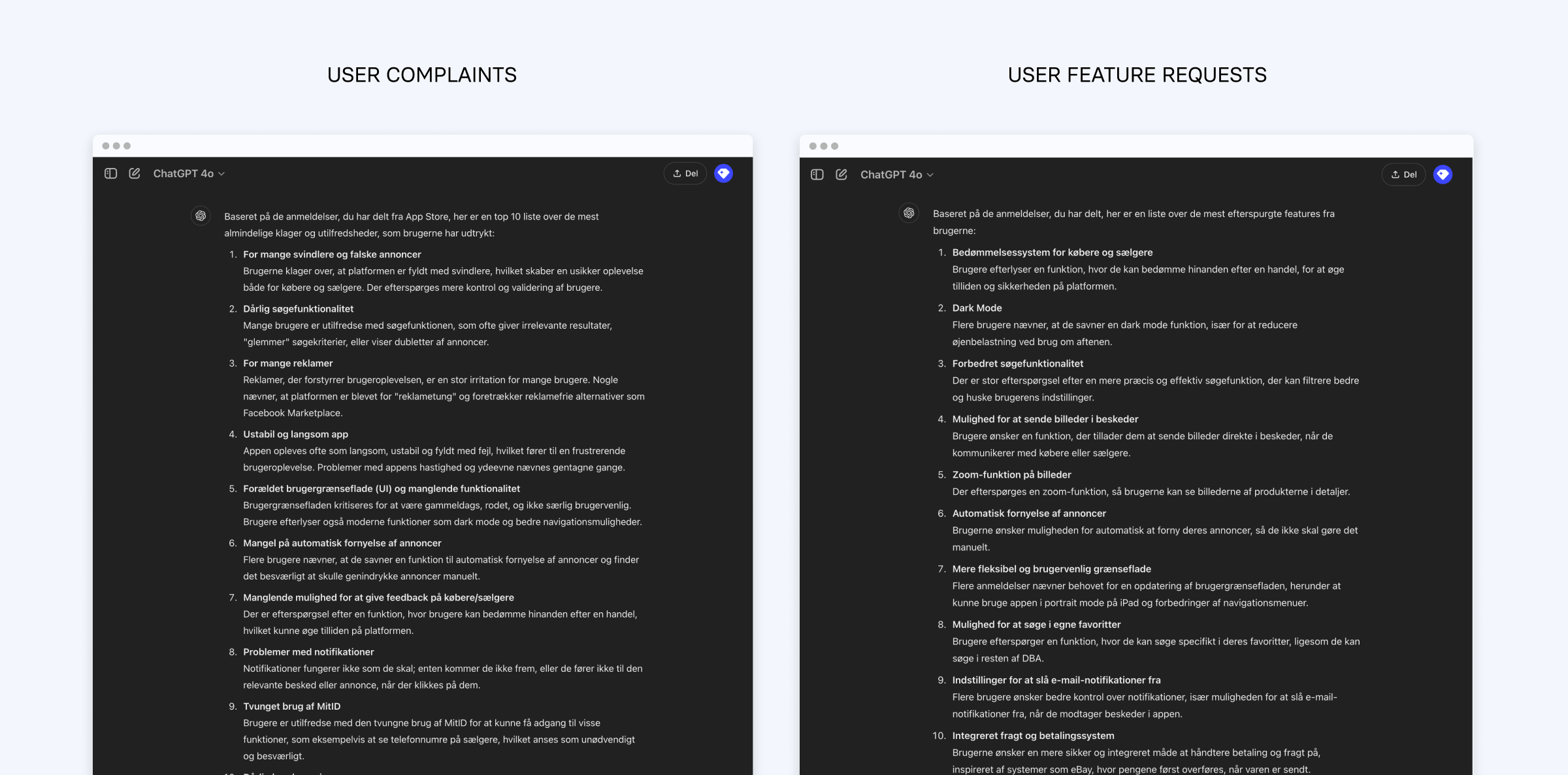ChatGPT summarizing review from App Store