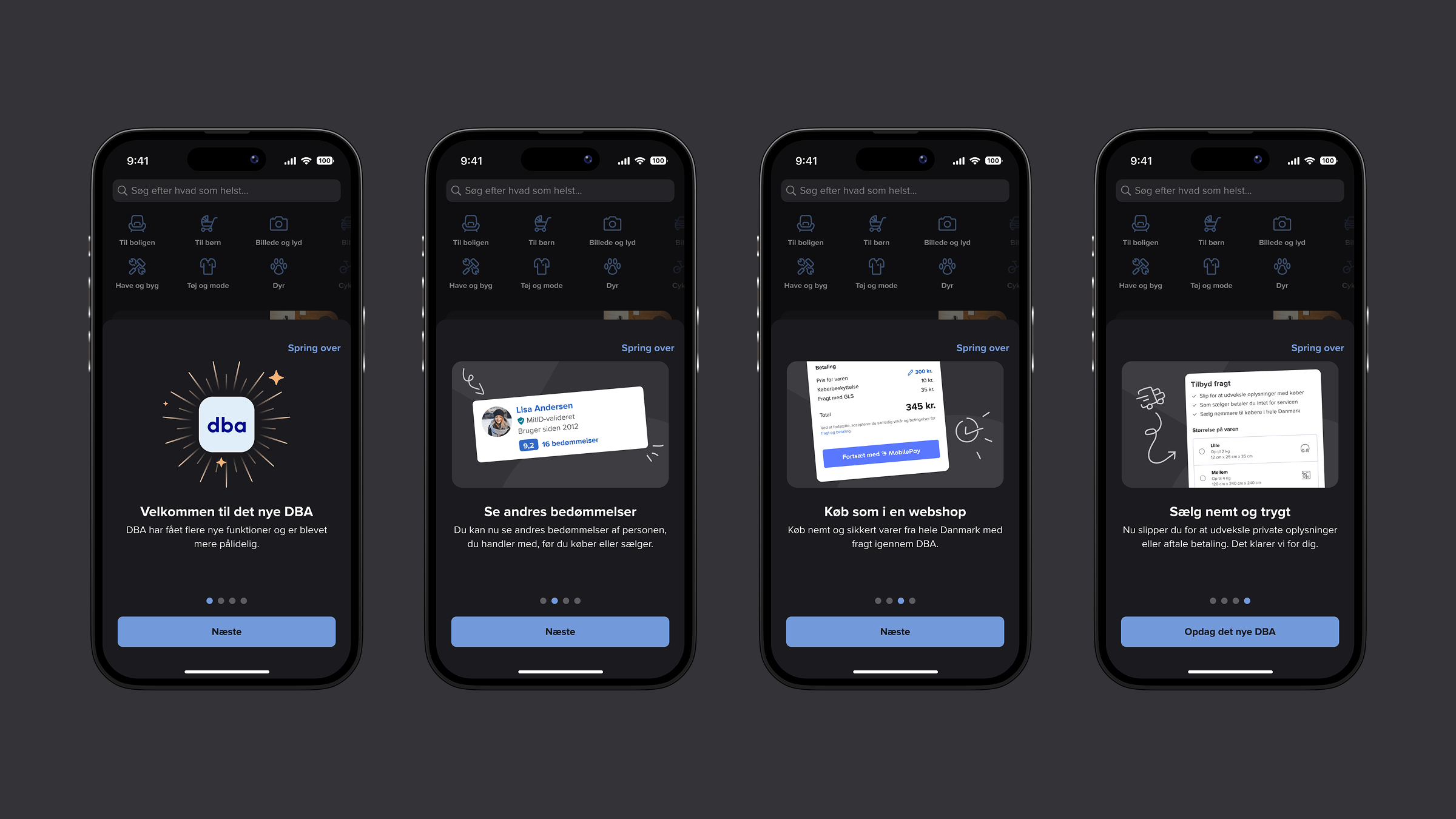DBA onboarding flow (dark mode)