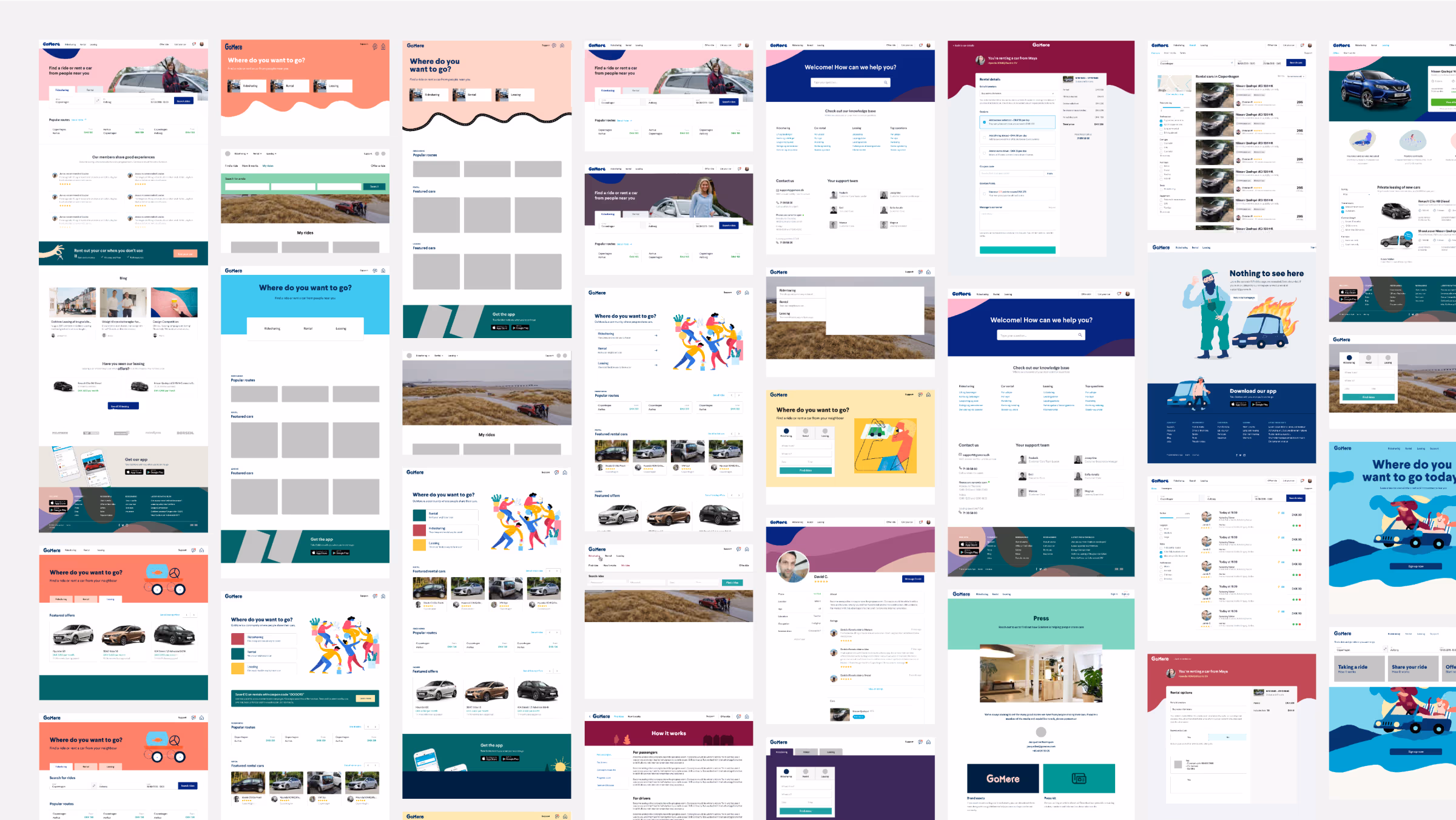 Very early design explorations. I shared explorations like these in design crits, and we'd discuss what was working.